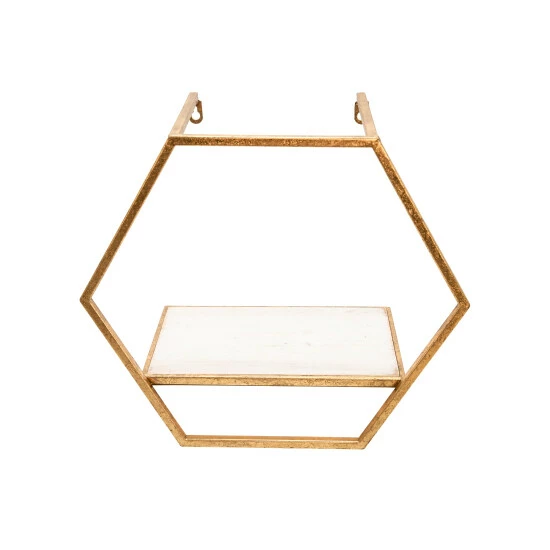 New โค๏ธ Sagebrook Home Set Of 3 Metal, Wood Hexagon Wall Shelves, Gold 14.0"H - 16.0" X 8.0" X 14.0" ๐ 6 New โค๏ธ Sagebrook Home Set Of 3 Metal, Wood Hexagon Wall Shelves, Gold 14.0"H - 16.0" X 8.0" X 14.0" ๐ - Image 4