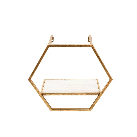 New โค๏ธ Sagebrook Home Set Of 3 Metal, Wood Hexagon Wall Shelves, Gold 14.0"H - 16.0" X 8.0" X 14.0" ๐ 7 New โค๏ธ Sagebrook Home Set Of 3 Metal, Wood Hexagon Wall Shelves, Gold 14.0"H - 16.0" X 8.0" X 14.0" ๐ - Image 5
