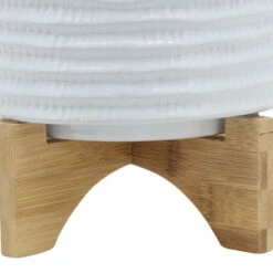 Promo 👏 Sagebrook Home 8" Textured Planter With Stand, White 7.0"H - 8.0" X 8.0" X 7.0" 😍 -Sagebrook Home Online Shop unnamed file 4256