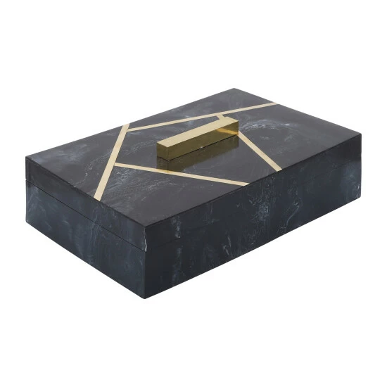 Flash Sale ๐ Sagebrook Home Resin, Set Of 2 10, 12" Boxes With Knob, Black, Gold 4.0"H - 12.0" X 8.0" X 4.0" โค๏ธ 4 Flash Sale ๐ Sagebrook Home Resin, Set Of 2 10, 12" Boxes With Knob, Black, Gold 4.0"H - 12.0" X 8.0" X 4.0" โค๏ธ - Image 2