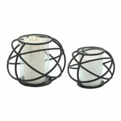 Best Pirce 🔔 Sagebrook Home Set Of 2 6" Orb Candle Holder , Black 6"H - 8.0" X 8.0" X 6.0" 👍