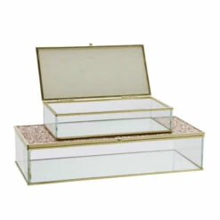 Discount 🤩 Sagebrook Home Set Of 2 Metal, Glass 8, 10" Box With Glitter, Blush 5"H - 10.0" X 2.0" X 5.0" ⭐ -Sagebrook Home Online Shop unnamed file 4295
