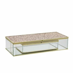 Discount 🤩 Sagebrook Home Set Of 2 Metal, Glass 8, 10" Box With Glitter, Blush 5"H - 10.0" X 2.0" X 5.0" ⭐ -Sagebrook Home Online Shop unnamed file 4298