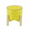 Hot Sale 🛒 Sagebrook Home 6" Striped Planter With Wood Stand, Yellow 7.0"H - 6.0" X 6.0" X 7.0" 👏 -Sagebrook Home Online Shop unnamed file 4321