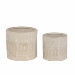 Best Pirce 🛒 Sagebrook Home Set Of 2 Ceramic 5, 7" Planters, White 6"H - 7.0" X 7.0" X 6.0" 🌟