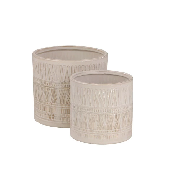 Best Pirce π Sagebrook Home Set Of 2 Ceramic 5, 7" Planters, White 6"H - 7.0" X 7.0" X 6.0" π 4 Best Pirce π Sagebrook Home Set Of 2 Ceramic 5, 7" Planters, White 6"H - 7.0" X 7.0" X 6.0" π - Image 2