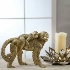 Deals ๐งจ Sagebrook Home Resin 7"h Monkey ๐ฉ Mother With Baby ,gold 6.5"H - 8.25" X 3.75" X 6.5" โจ