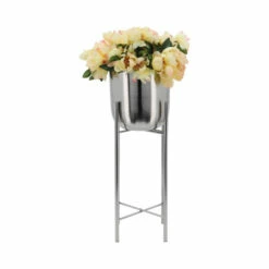 Hot Sale 👍 Sagebrook Home Set Of 3 Metal Planters On Stand 40, 30, 20"h, Silver, Sil 40.0"H - 11.0" X 11.0" X 40.0" 👏 -Sagebrook Home Online Shop unnamed file 4365