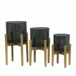 Best Sale 🎁 Sagebrook Home Set Of 3 Metal Mesh Planter On Stand 8, 9, 11", Black 22"H - 11.0" X 11.0" X 22.0" 🧨 -Sagebrook Home Online Shop unnamed file 4378