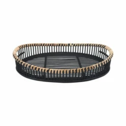 Coupon 🥰 Sagebrook Home Bamboo, Set Of 2 19, 22" Oval Tray, Black 4.0"H - 22.0" X 15.0" X 4.0" 😉 -Sagebrook Home Online Shop unnamed file 4396