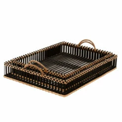 New ⌛ Sagebrook Home Set Of 2 Bamboo Trays 20, 22", Black 4"H - 22.0" X 17.0" X 4.0" 🔥 -Sagebrook Home Online Shop unnamed file 4399