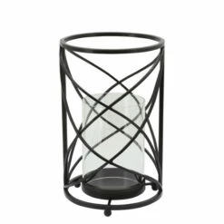 Flash Sale 👏 Sagebrook Home Metal 10" Hurricane Candle Holder, Black 10.0"H - 6.0" X 6.0" X 10.0" 😍