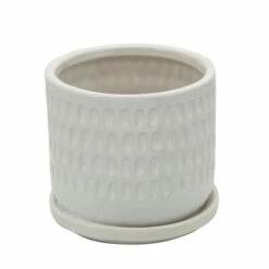 Cheapest 😍 Sagebrook Home Set Of 2 5, 6" Dimpled Planters With Saucer, White 5"H - 6.0" X 6.0" X 5.0" 🛒 -Sagebrook Home Online Shop unnamed file 4441