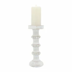 Best Sale 💯 Sagebrook Home Wood, 13" Antique Style Candle Holder, White 13"H - 5.0" X 5.0" X 13.0" 💯 -Sagebrook Home Online Shop unnamed file 4445