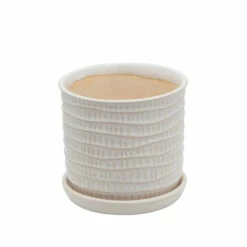 Budget 🧨 Sagebrook Home Set Of 2 Textured Planter 6, 8" With Saucer, Beige 8"H - 8.0" X 8.0" X 8.0" ❤️ -Sagebrook Home Online Shop unnamed file 445