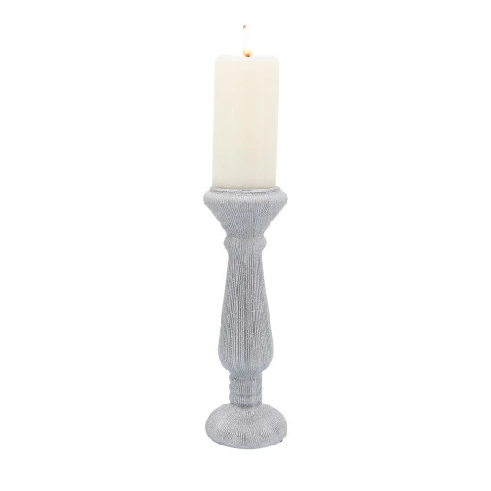Brand new ⭐ Sagebrook Home Ceramic 12"h Candle Holder, Scratched, Silver 12.0"H - 4.0" X 4.0" X 12.0" ⌛ 4 Brand new ⭐ Sagebrook Home Ceramic 12"h Candle Holder, Scratched, Silver 12.0"H - 4.0" X 4.0" X 12.0" ⌛ - Image 2