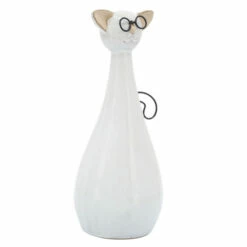 Promo 🌟 Sagebrook Home Ceramic, 10"h Chubby Cat With Glasses, Beige - 6" X 4" X 10" ⌛ -Sagebrook Home Online Shop unnamed file 4475