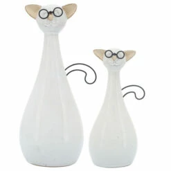 Promo 🌟 Sagebrook Home Ceramic, 10"h Chubby Cat With Glasses, Beige - 6" X 4" X 10" ⌛ -Sagebrook Home Online Shop unnamed file 4478