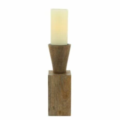 Outlet ⭐ Sagebrook Home Wood, 11"h, Geometric Candle Holder, Brown 11.0"H - 4.0" X 4.0" X 11.0" 😍 -Sagebrook Home Online Shop unnamed file 4493
