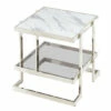 Flash Sale ❤️ Sagebrook Home Metal, Marble Glass, Side Table, Silver, White 23.82"H - 23.62" X 23.62" X 23.82" 🧨