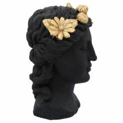Best Sale 👏 Sagebrook Home Resin, 16"h Daisies Lady Head Statue, Black, Gold 16.0"H - 12.0" X 11.0" X 16.0" 👍 -Sagebrook Home Online Shop unnamed file 4522