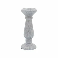 New 🥰 Sagebrook Home Ceramic 10"h Candle Holder, Scratched, Silver 10.0"H - 4.0" X 4.0" X 10.0" 😀