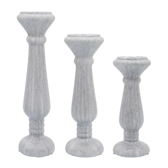 New ๐ฅฐ Sagebrook Home Ceramic 10"h Candle Holder, Scratched, Silver 10.0"H - 4.0" X 4.0" X 10.0" ๐ 5 New ๐ฅฐ Sagebrook Home Ceramic 10"h Candle Holder, Scratched, Silver 10.0"H - 4.0" X 4.0" X 10.0" ๐ - Image 3