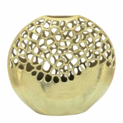 Best reviews of 🔔 Sagebrook Home Metal 13"h Oval Cut-out Vase, Gold 13"H ✔️
