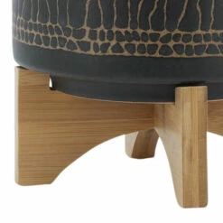 Hot Sale ❤️ Sagebrook Home 8" Glazed Planter With Stand, Black 9.0"H - 8.0" X 8.0" X 9.0" 👏 -Sagebrook Home Online Shop unnamed file 4579