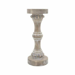 Buy 💯 Sagebrook Home Wood, 13" Banded Bead Candle Holder, Antique White 13.0"H - 5.0" X 5.0" X 13.0" ✔️