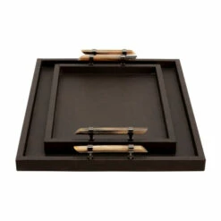 Wholesale 😀 Sagebrook Home Wood Set Of 2 14, 18" Faux Leather Tray, Brown 1.0"H - 18.0" X 14.0" X 1.0" 🌟 -Sagebrook Home Online Shop unnamed file 4634