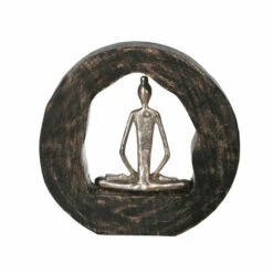 Hot Sale ✨ Sagebrook Home Aluminum Yoga Lady In Circle Log 11", Silver 11"H - 11.0" X 2.0" X 11.0" 🥰 -Sagebrook Home Online Shop unnamed file 4669