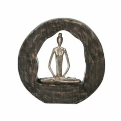 Hot Sale ✨ Sagebrook Home Aluminum Yoga Lady In Circle Log 11", Silver 11"H - 11.0" X 2.0" X 11.0" 🥰 -Sagebrook Home Online Shop unnamed file 4670