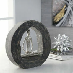 Hot Sale ✨ Sagebrook Home Aluminum Yoga Lady In Circle Log 11", Silver 11"H - 11.0" X 2.0" X 11.0" 🥰 -Sagebrook Home Online Shop unnamed file 4672