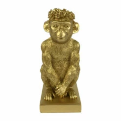 Cheap 🔥 Sagebrook Home Res, 8" Monkey Figurine Flower Crown, Gold - 5" X 3" X 8" 🎉