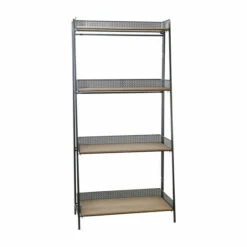 Hot Sale 🎁 Sagebrook Home Metal, Wood 55" Foldable Shelf, Brown, Black 51.0"H - 24.0" X 12.0" X 51.0" 🛒