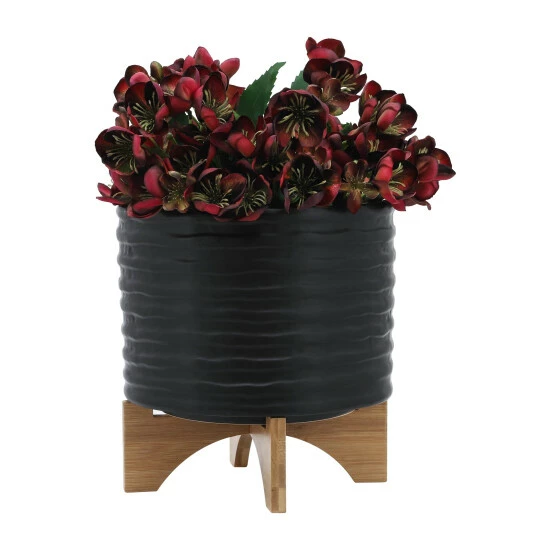 Coupon ⭐ Sagebrook Home 10" Textured Planter With Stand, Black 8.0"H - 11.0" X 11.0" X 8.0" ✨ 5 Coupon ⭐ Sagebrook Home 10" Textured Planter With Stand, Black 8.0"H - 11.0" X 11.0" X 8.0" ✨ - Image 3