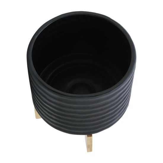 Coupon ⭐ Sagebrook Home 10" Textured Planter With Stand, Black 8.0"H - 11.0" X 11.0" X 8.0" ✨ 6 Coupon ⭐ Sagebrook Home 10" Textured Planter With Stand, Black 8.0"H - 11.0" X 11.0" X 8.0" ✨ - Image 4