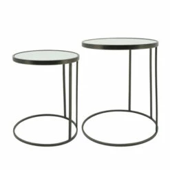 Hot Sale 👏 Sagebrook Home Metal, Set Of 2 21, 24" Mirrored Side Tables, Black 24.0"H - 16.0" X 18.0" X 24.0" ✔️