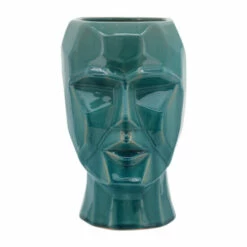 Discount 🤩 Sagebrook Home Ceramic 12" Face Vase, Turquiose 12.5"H ⌛ -Sagebrook Home Online Shop unnamed file 473
