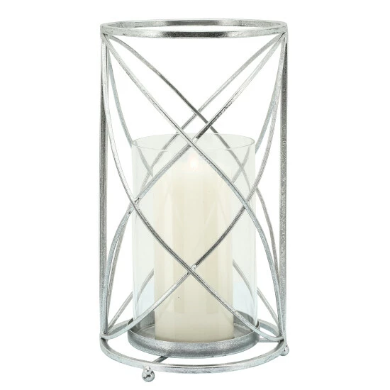 Wholesale π Sagebrook Home Metal 13" Hurricane Candle Holder, Silver 13"H - 7.25" X 7.25" X 13.0" π 4 Wholesale π Sagebrook Home Metal 13" Hurricane Candle Holder, Silver 13"H - 7.25" X 7.25" X 13.0" π - Image 2