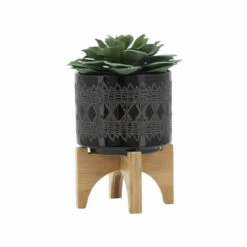 Best reviews of 😉 Sagebrook Home Ceramic 5" Aztec Planter On Wooden Stand, Black 6.0"H - 5.0" X 5.0" X 6.0" 🌟 -Sagebrook Home Online Shop unnamed file 4744