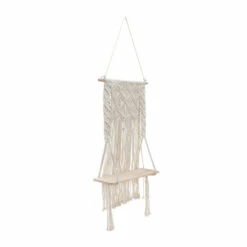 Coupon 😀 Sagebrook Home Wood, 18" Macrame Wall Shelf, Ivory 18.0"H 💯