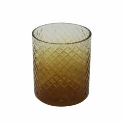 Hot Sale 😍 Sagebrook Home 6" Cut Glass Candle Holder, Amber 6.0"H - 5.0" X 5.0" X 6.0" ❤️