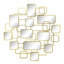 New 😍 Sagebrook Home Metal, 38x39 Wall Accent With Mirrors, Gold 39.0"H 🧨