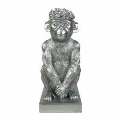 Promo 🥰 Sagebrook Home Res, 8" Monkey Figurine Flower Crown, Silver - 5" X 3" X 8" ⭐