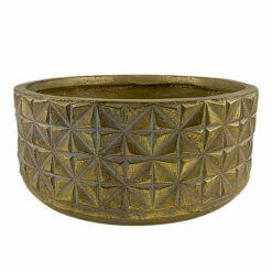 Best Sale 👏 Sagebrook Home Resin, 15"d Textured Planter, Gold 10"H - 15.0" X 15.0" X 10.0" 🤩