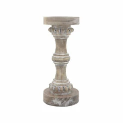 Best Pirce โญ Sagebrook Home Wood, 11" Banded Bead Candle Holder, Antique White 11.0"H - 5.0" X 5.0" X 11.0" ๐