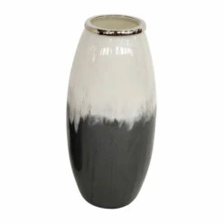 Hot Sale ⭐ Sagebrook Home Glass 18" Vase With Metal Rim, White, Gray 18.0"H 😉 -Sagebrook Home Online Shop unnamed file 483