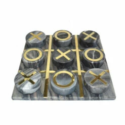 Budget 💯 Sagebrook Home Marble 12x12 Tic-tac-toe, Black, Gold 3"H - 12.0" X 12.0" X 3.0" ⭐